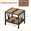 Outdoor Side Table 2-Tier Patio Metal End Table w/4CM Umbrella Hole-Natural