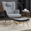 High Back Rocking Chair with Footstool Lazy Cozy Leisure Seating for Living Room