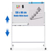 Rolling White Board Reversible Dry Erase Board Height Adjustable Whiteboard