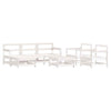 7 Piece Garden Lounge Set White Solid Wood Pine