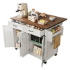 Rolling Kitchen Island Storage Trolley Cupboard with 2 Drawers Adjustable Shelf