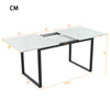 White Marble Effect Extendable 140 - 180 cm Dining Table with Black Metal Legs