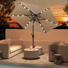 Garden Table Umbrella Outdoor Heavy Duty Market Umbrella w/ LED Lights-Beige