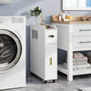 Small Bathroom Storage Cabinet with Toilet Brush Holder-White