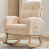 Rocking Chair with Footrest and Headrest Wooden Nursing Chairs for Living Room