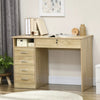 Wooden Computer Table Office Desk Study Dorm Lockable Drawer Storage Oak Tone