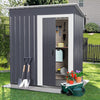 5x3FT Large Metal Outdoor Storage Shed Steel Garden Shed with Lockable Door Grey