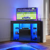 Modern TV Stand Storage Cabinet Unit High Gloss Black with LED Lights 2 Drawers