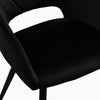 2Pcs Dining Chair Velvet Chair Diamond Seat with Metal Leg Dining Room Black
