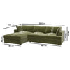 Green Velvet L Shaped Sofa 3 Seater Left Hand Facing Saddle Arms Modern Style