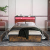 Double Size Bed Frame Bed Platform LED Lights Retro Headboard & 4 Storage NEW