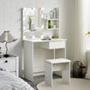 White LED Dressing Table Makeup Vanity with Mirror Drawers & Stool Modern