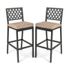 2 PCS Pub Bar Chairs Barstools Metal Frame Garden Patio Dining Chairs w/Cushions