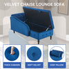 Upholstered Chaise Lounge Indoor Lounge Sofa with Right Armrest & Storage, Blue