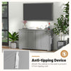 GYMAX Freestanding Kitchen Storage Cabinet Floor Storage Cabinet Sliding Door