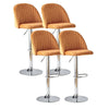 Set of 2 Modern Velvet Bar Stools Breakfast Home Kitchen Chair Bar Bistro Orange