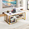 Rectangular 2-Tier Center Table with Open Storage Shelf-White