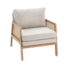 Scandi Solid Wooden Frame Chair Wicker Armchair Tub Sofa Fabric Upholstered Seat