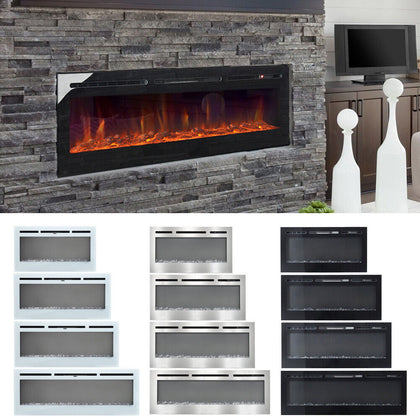 40 50 60 inch Electric Wall Mounted LED Fireplace 12 Color Wall Inset Into Fire