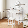 LED Mirror Dressing Table Makeup Desk Wooden Chair 2 Drawers W/Metal Leg
