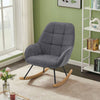 Modern Linen Recliner Rocking Chairs Wingback Relax Rocker Armchair w/ Wood Legs