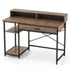 Industrial Computer Desk Writing Workstation w/Storage Drawer and 2 Open Shelves
