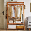 Heavy Duty Large Bamboo Clothes Rail Rack Garment Coat Stand Shoes Storage Tidy
