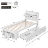 3ft Single Bed Frame with Drawers, Storage Headboard and Underbed Storage White