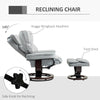Swivel Recliner Chair with Footstool, PU Leather Manual Recliner Armchair, Grey