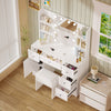 White Dressing Table Stool Vanity Set Makeup Desk 5 Drawers with Sliding mirror