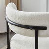 Set of 4 Boucle Dining Chairs with Oversized Seat Round Kitchen Chairs White