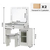 White Mirrored Dressing Table Set With LED And Stool Cabinet Adjustable