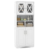 Bathroom Freestanding Pantry Cabinet w/ Adjustable Shelves-White