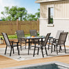 Garden Table Folding Mesh Chair Balcony Coffee Bistro Furniture w/ Umbrella Hole