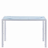Rectangular White Marble Effect Tempered Glass Dining Table Dining Room Kitchen