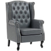 Chesterfield-style Wing Back Armchair Tufted Accent Chair Grey