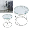 Modern Clear Glass Coffee Table Round Side End Table Desk with Chrome Stand Base
