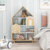 Kids Dollhouse Bookshelf House-shaped Bookcase-Natural