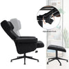 Adjustable Backrest Manual Recliner Armchair PU Leather Swivel Chair w/Footstool