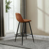 2x Brown PU Bar Stools Restaurant Bar Stools Diamond Soft Padded Seat Back Metal