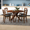 Folding Dining Chairs 2 Pack PVC Padded Seat High Backrest Brown Frame