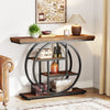 41.3'' Console Table, Industrial 4-Tier Sofa Table Entryway Table w/ Circle Base