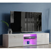 Modern High Gloss 2 Door TV Stand Unit Cabinet Entertainment Lowboard LED Light