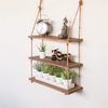 3 Tier Rope Hanging Floating Shelves Wood Wall Swing Shelf Home Storage