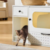 White Cat Litter Box Enclosure, Hidden Litter Box Furniture,4 Drawers,W/LED