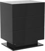 Black Bedside Table with 3 Drawers and LED Light, Storage Nightstand High Gloss