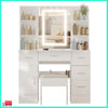 Dressing Table Vanity Makeup Desk Set with Stool Drawer 3-Color LED Light Mirror