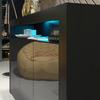 155cm Modern TV Unit Sideboard Cabinet | Black High Gloss Doors | Free LED