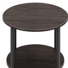 Industrial Small Side Table Nightstand Round Sofa End Table with 2 Storage Rack