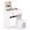 Dressing Table w/Mirror Modern Make up Desk Vanity Table Set+Stool White UK